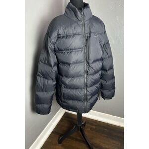 Cabelas 650 Fill Down Puffer Black Coat Full Zip and Pockets Size Large Tall Men